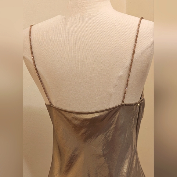 COPY - ZARA METALLIC MINI DRESS WITH RHINESTONE STRAPS - Size XS - Picture 4 of 11